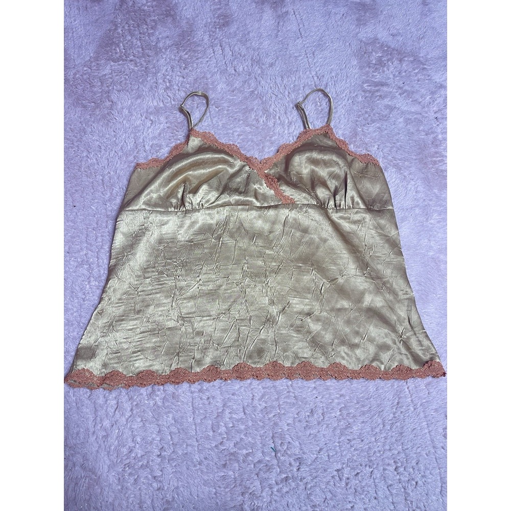 Old Navy Top Women XL Champagne Babydoll Y2K Lace Trimmed Slip Coquette Bin12